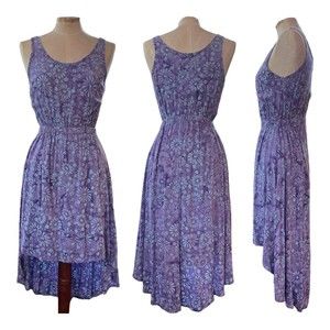 BATIK BALI Women’s Dress Purple Blue Flowers Resort Wear Junior Size S